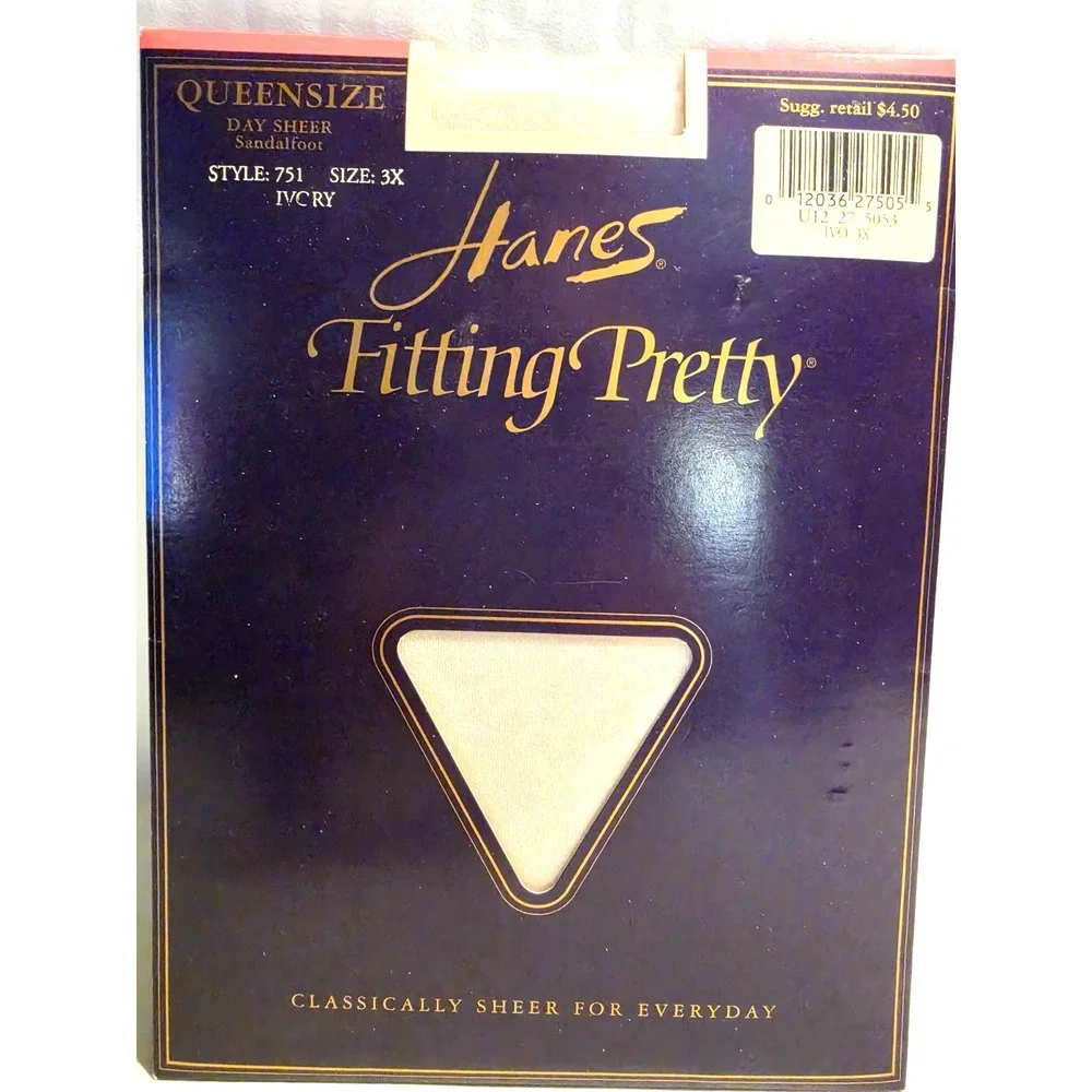 Hanes Queensize Fitting Pretty Day Sheer Sandalfoot Ivory 3X
